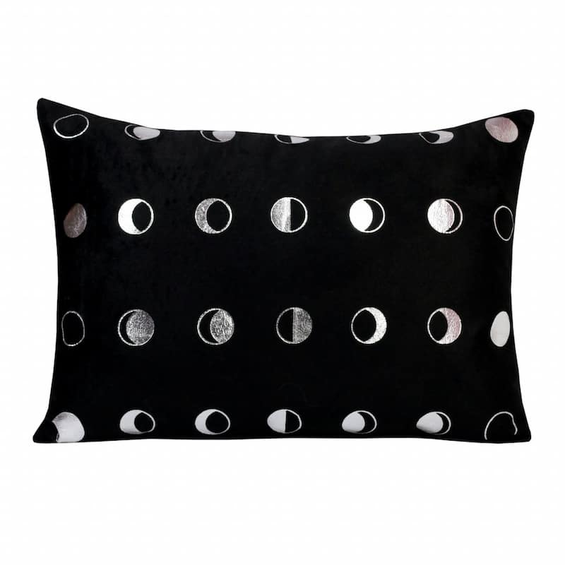 14" X 20" Black and Silver Throw Pillow