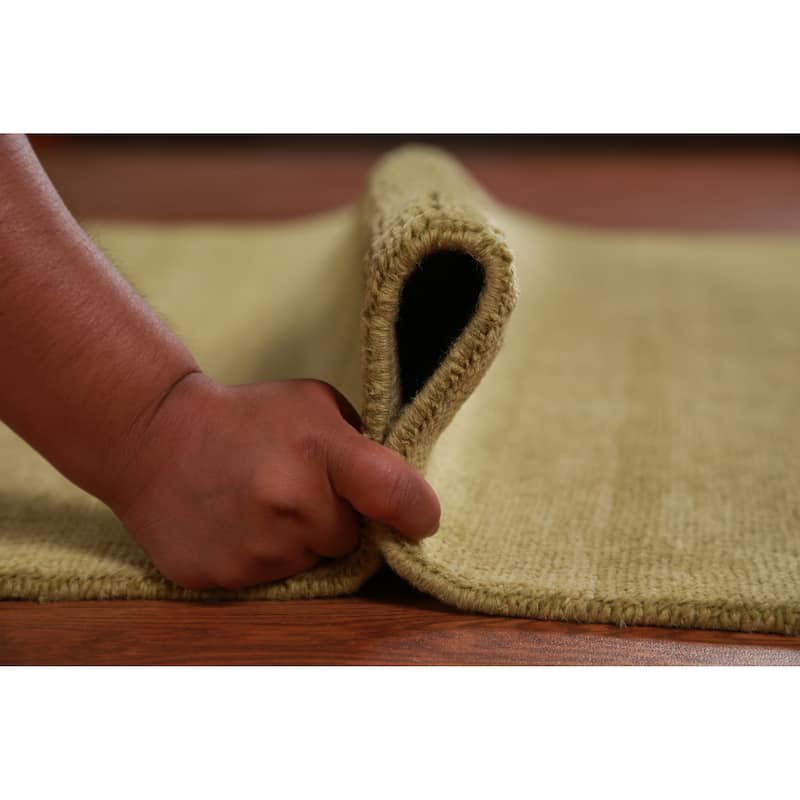 Hand Knotted Oriental 100% Wool Carpet Modern Solid Green Gabbeh Area Rug - 10' 1'' X 4' 11''