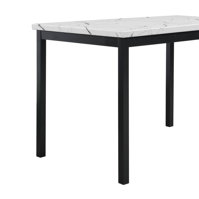 Metal Dining Table with Laminated Faux Marble Top, Ideal For Small Dining Or Breakfast Areas