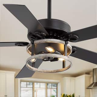 52" Reversible 5-Blade Caged Ceiling Fan with Light and Remote