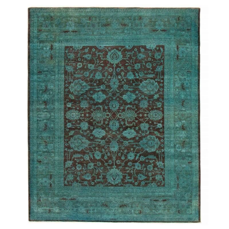 ECARPETGALLERY Hand-knotted Vibrance Teal Wool Rug - 7'11 x 9'9 - Teal - 7'11 x 9'9