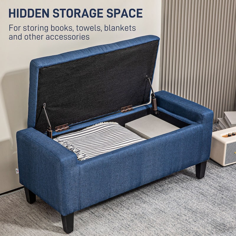 Soft Foam Linen Storage Bench with Flip-Top Lid and Rubberwood Feet for Comfortable Seating - 36.25" W x 15.75" D x 15.75" H