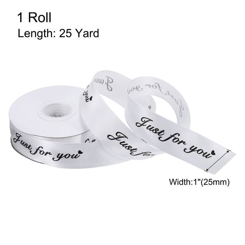 1" 25 Yard Valentine Printed Satin Ribbon Wedding Grosgrain Ribbons - 1" x 25 Yard - White