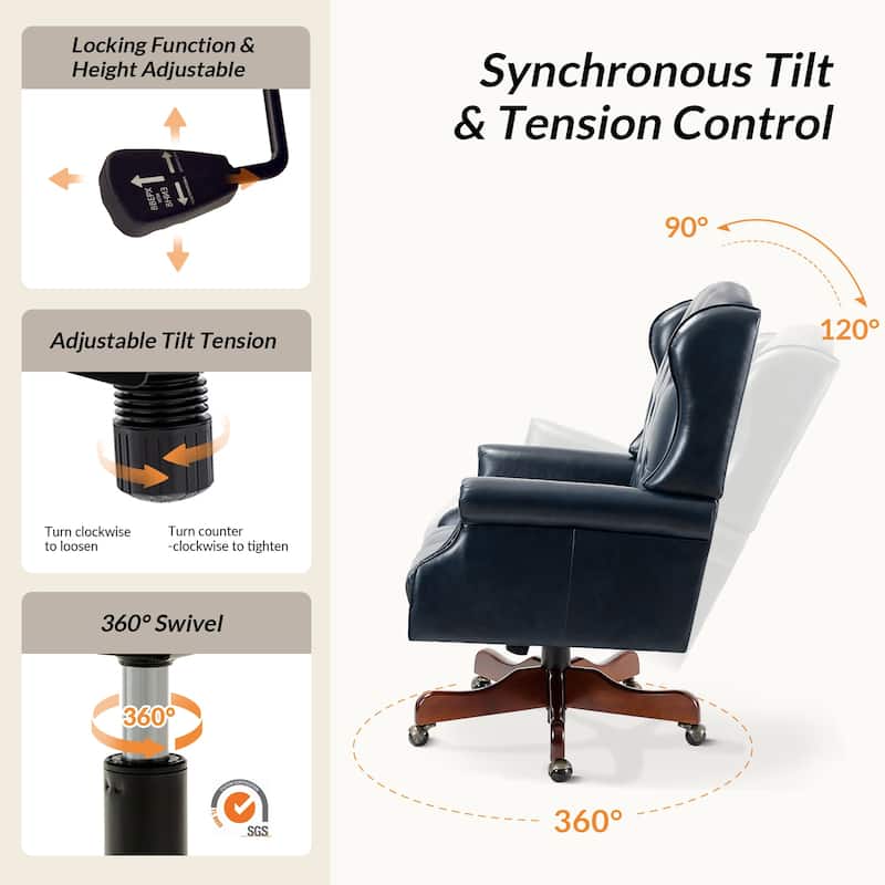 Maximiliano Modern Swivel Executive Chair with Tufted Back by HULALA HOME