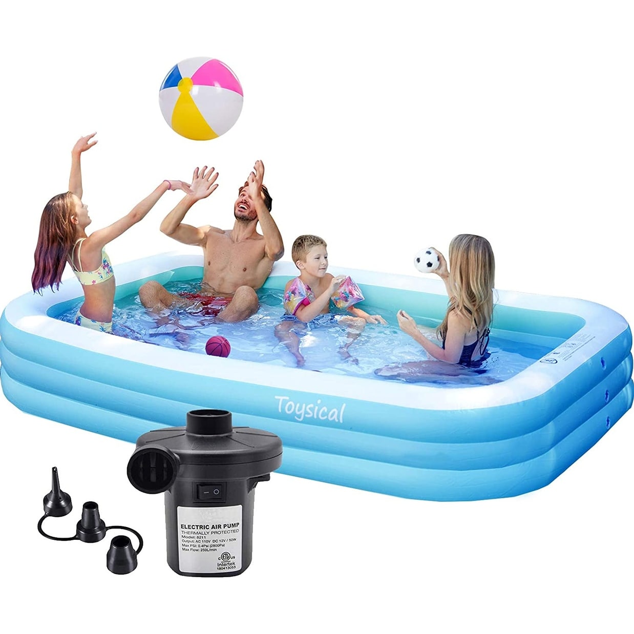 Toysical Inflatable Pool with Air Pump-118 x 72 x 22 Above Ground Pool - On - - 33829242