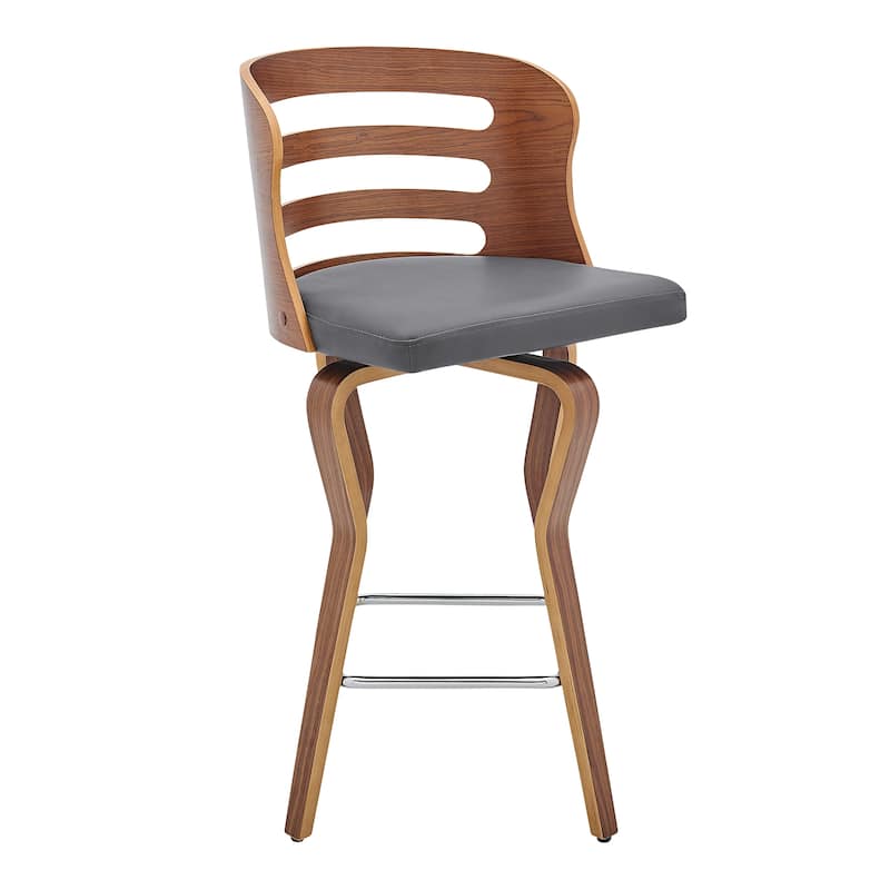 Verne 26" Swivel Faux Leather and Wood Bar Stool - Counter Height - 23-28 in.