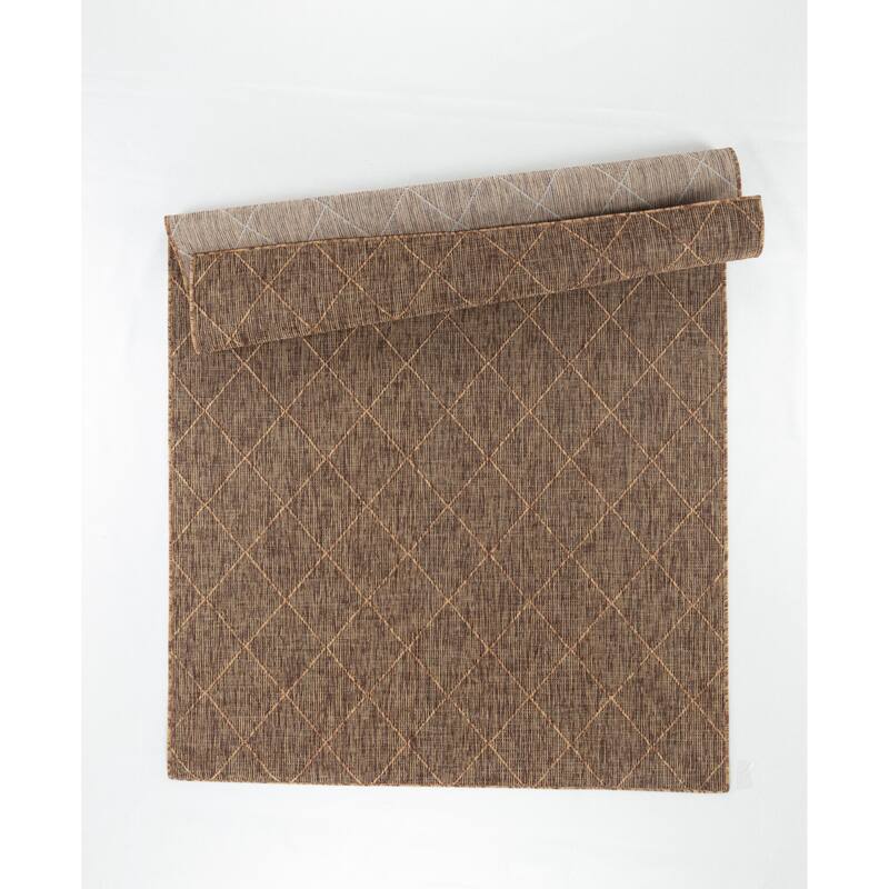 Larissa Collection Geometric Brown/Tan Indoor/Outdoor Area Rug