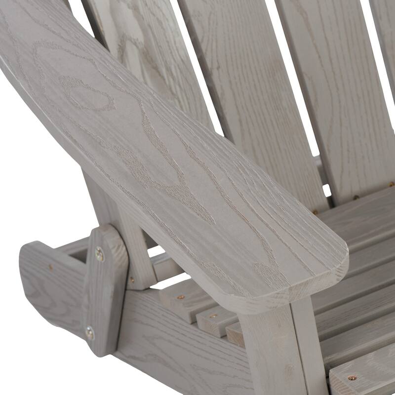 Oversize Embossed Wooden Outdoor Folding Adirondack Chair with Pre-Assembled BackRest & SeatBoard,for Garden Pool Deck Firepit