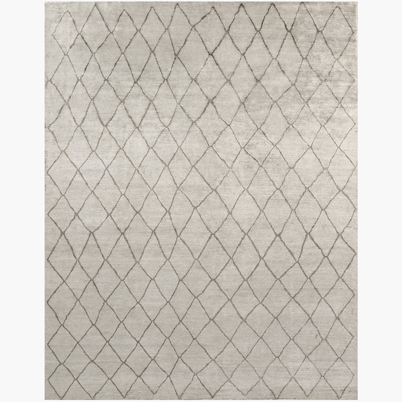 Ben Soleimani Arlequin New Zealand Wool and Viscose Hand-Knotted Rug - 6' x 9' - Charcoal