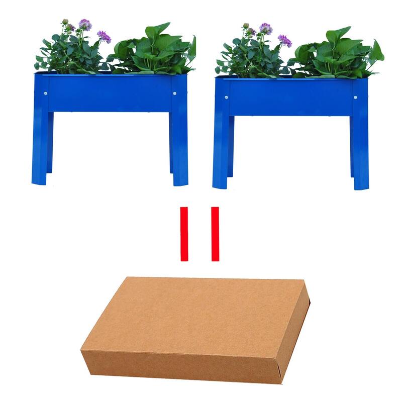 Steel Elevated Garden Bed Metal Elevated Outdoor Flowerpot Box (2-Pack)