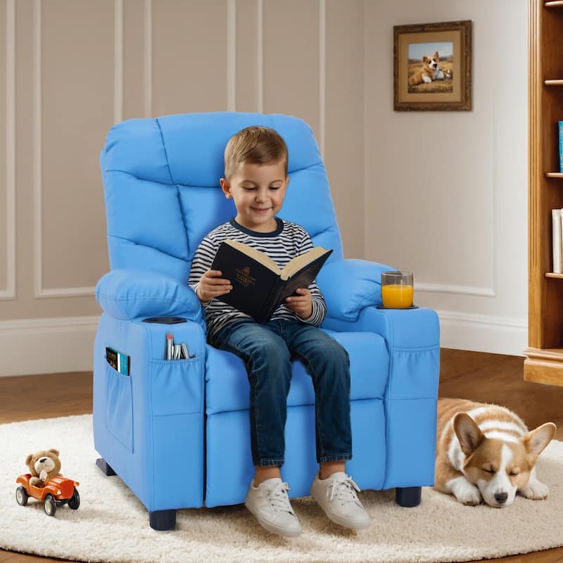 MCombo Big Kids Recliner Chair with Cup Holders - 28.3"(L)x26.0"(W)x34.2"(H)