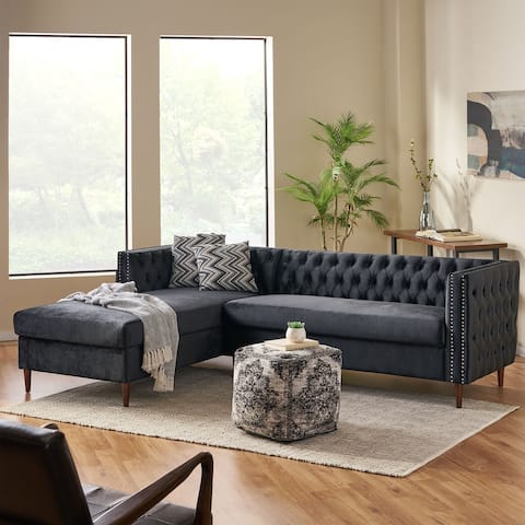 Holcomb Velvet Storage Sectional Sofa by Christopher Knight Home
