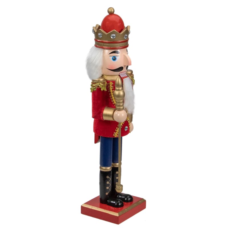 14" Red Gold Christmas Nutcracker King Scepter Tabletop Figurine