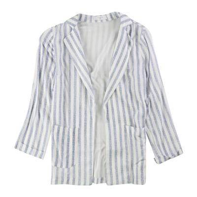Elodie Womens Open front Tunic Blouse,, White, Small
