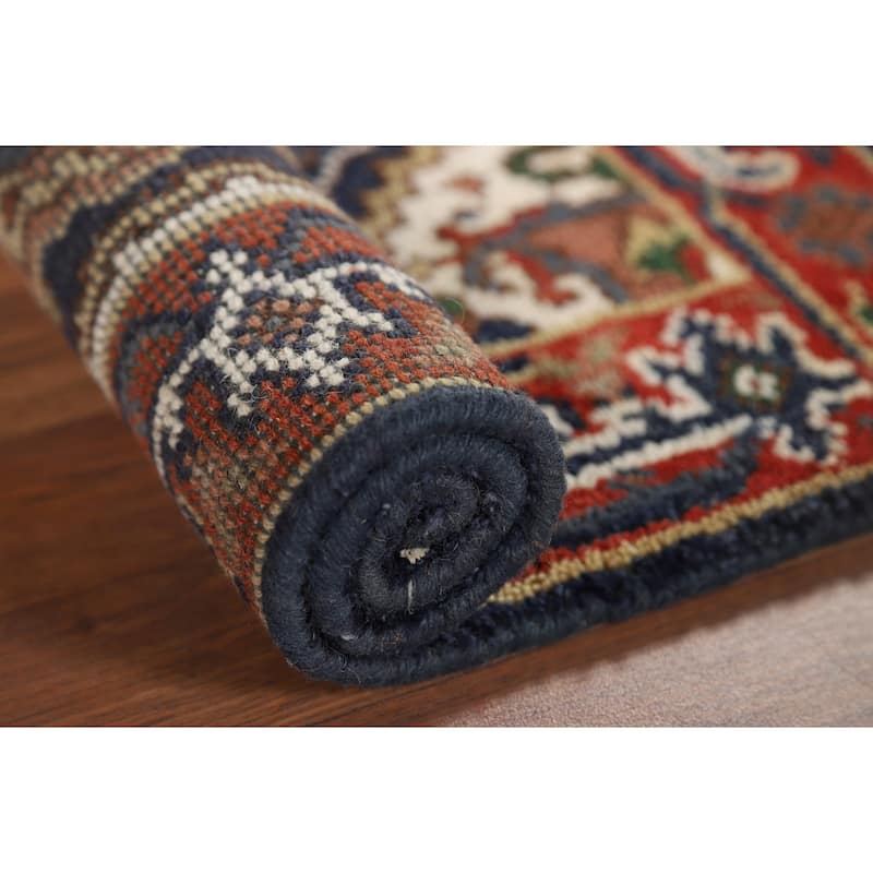 Navy Blue Heriz Serapi Indian Accent Rug Handmade Wool Carpet - 2'0" x 3'0"