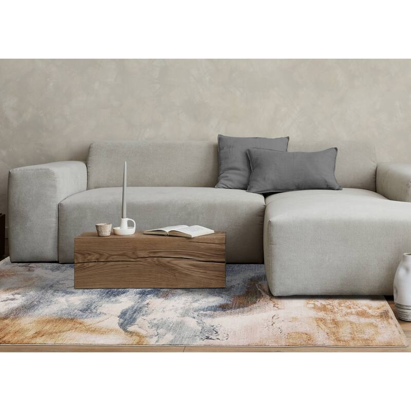 Olivia Collection - Ominous Swirl Blue Orange White Area Rug
