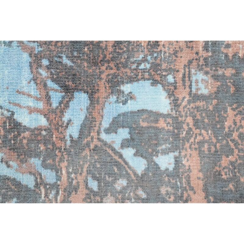 Hand Knotted Oriental Viscose Silk Carpet Modern Abstract Multi-Colored Abstract Area Rug - 4' 0'' X 2' 0''