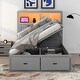 preview thumbnail 1 of 16, Wood Full Size Platform Bed with LED Headboard, Charging Station and 2 Drawers Subdued Gray