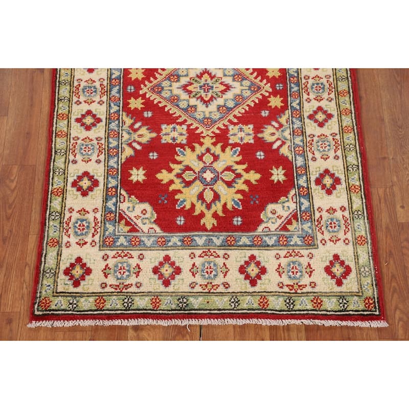 Red Kazak Oriental Rug Handmade Home Decor Wool Carpet - 2'8" x 4'4"