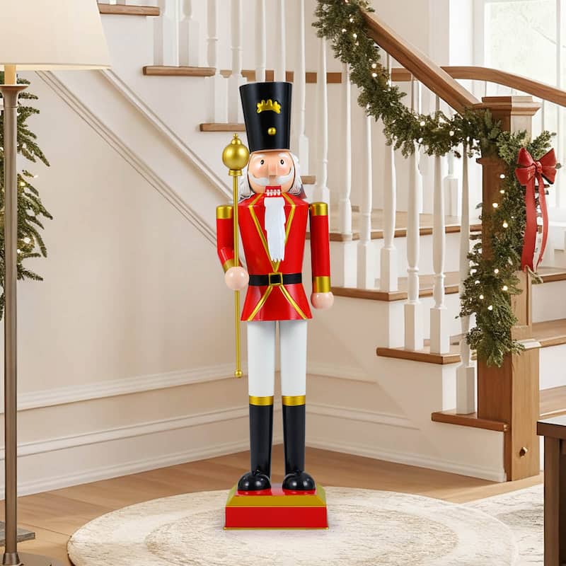 Costway 32.5” Christmas Nutcracker with High Hat & Beautiful Scepter, - See Details
