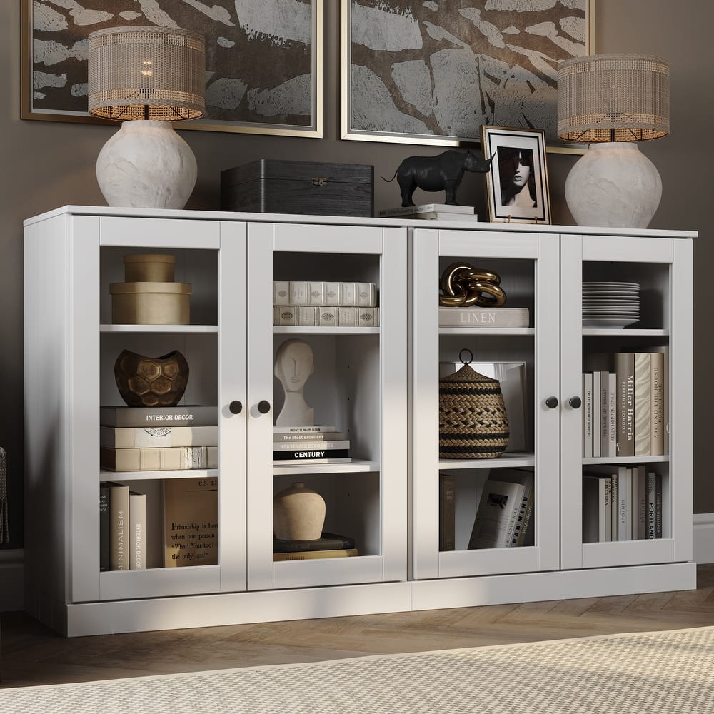 100% Solid Wood Sideboard with Glass or Solid Wood Doors by Palace Imports - 64" x 35.75"