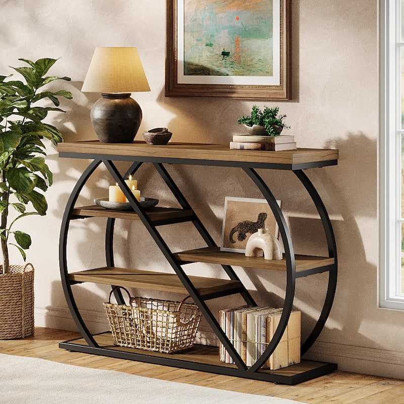 41.3" Console Table, 5-Tier Industrial Entryway Table with Shelves