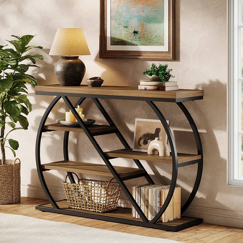 5-Tier Console Table, 41.3" Industrial Entryway Table with Shelves