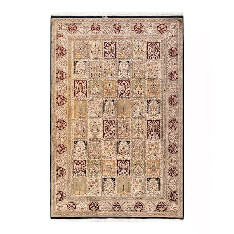 Overton Hand Knotted Wool Contemporary Oriental Black Area Rug - 6' x 9' - Black - 6' x 9'