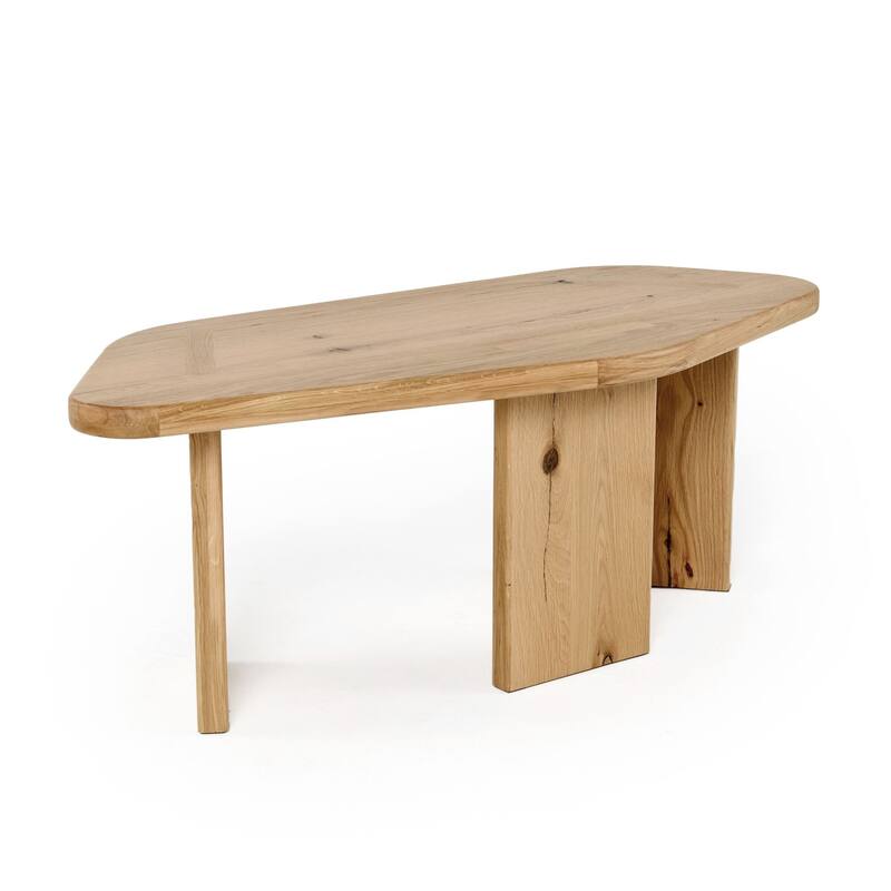 Cid Kirk Coffee Table Set of 2, Freeform Shape, Natural Oak Wood Frame