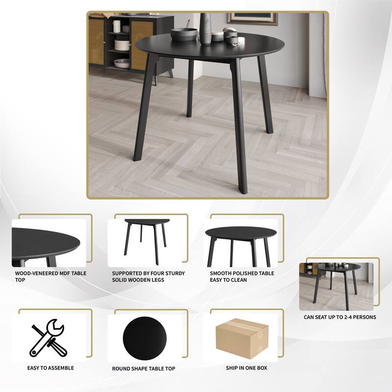 CraftPorch Mid Century Modern 4-Piece Chair and Round Table Dining Set