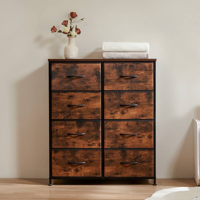 Tall Dresser Storage Tower with 8 Fabric Drawers