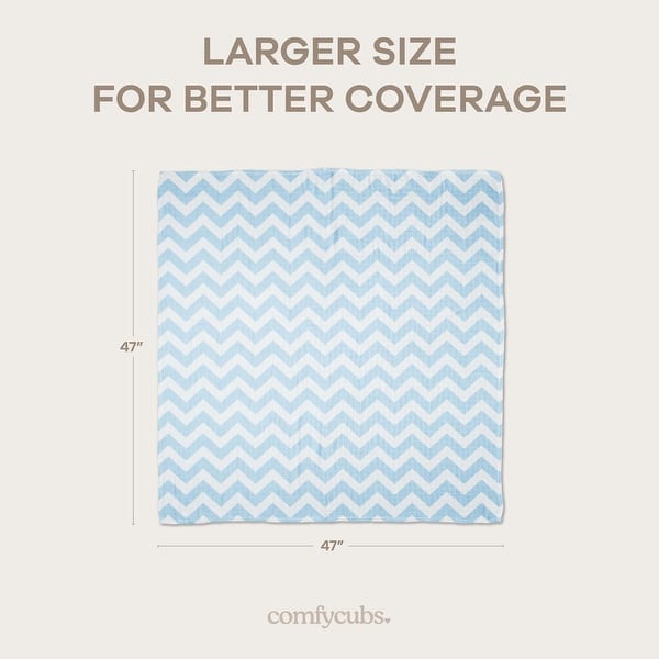 dimension image slide 7 of 9, Muslin Swaddle Blankets, Pack of 4, 47" x 47" by Comfy Cubs