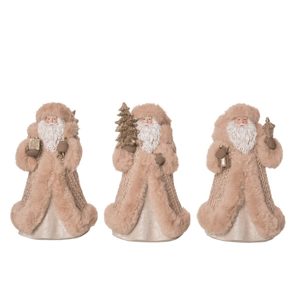 Transpac Resin Cozy Santa Figurine Set of 3 Christmas Home Decorations
