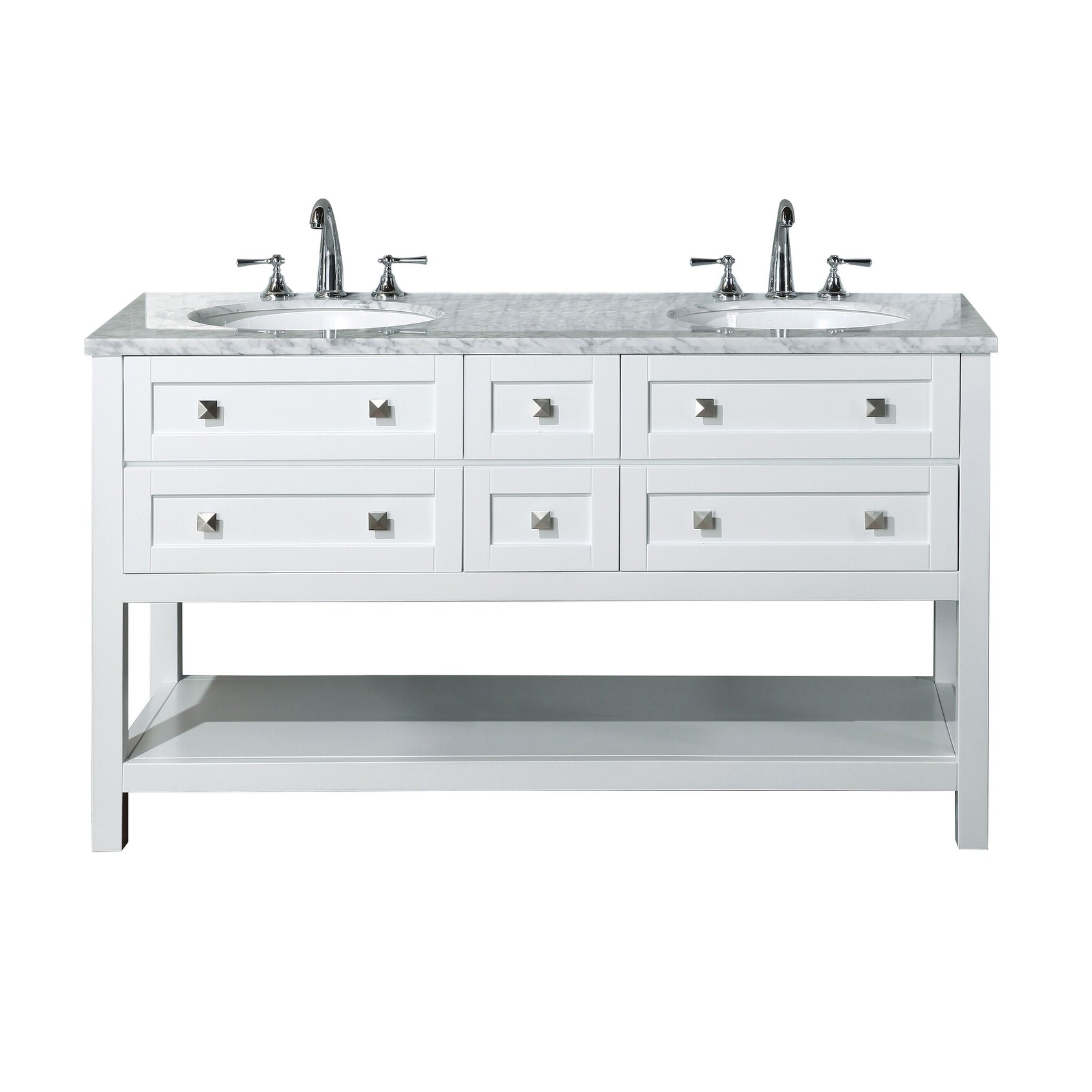 Stufurhome Marla 60 Inch White Double Sink Bathroom Vanity