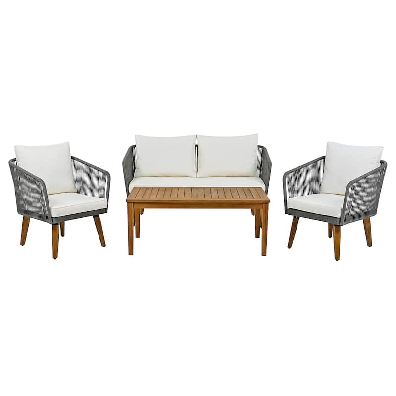 4-Pieces Outdoor Furniture Set with Cushions