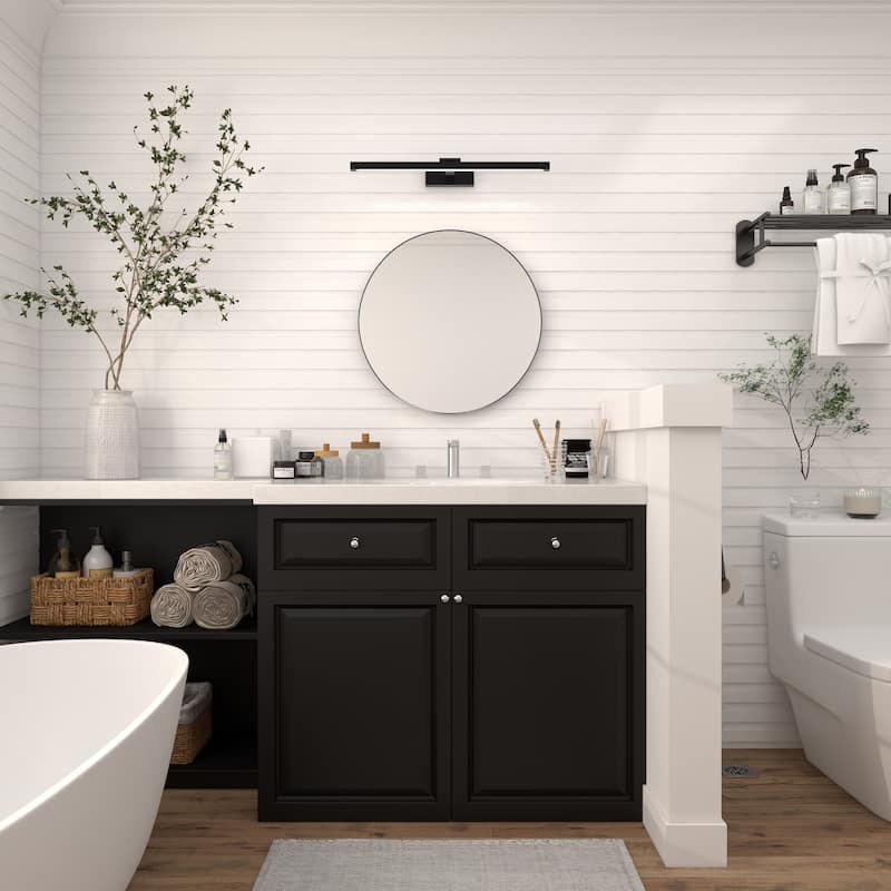 Black, White or Gold Wood Wall Mirror with Thin Frame