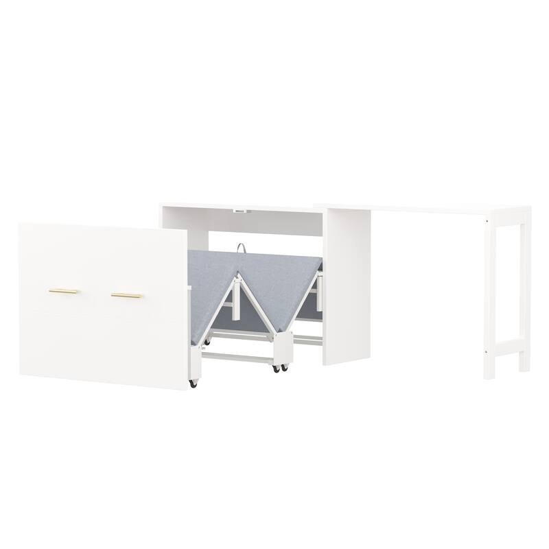Twin Size Murphy Cabinet Bed with Adjustable Position Desk