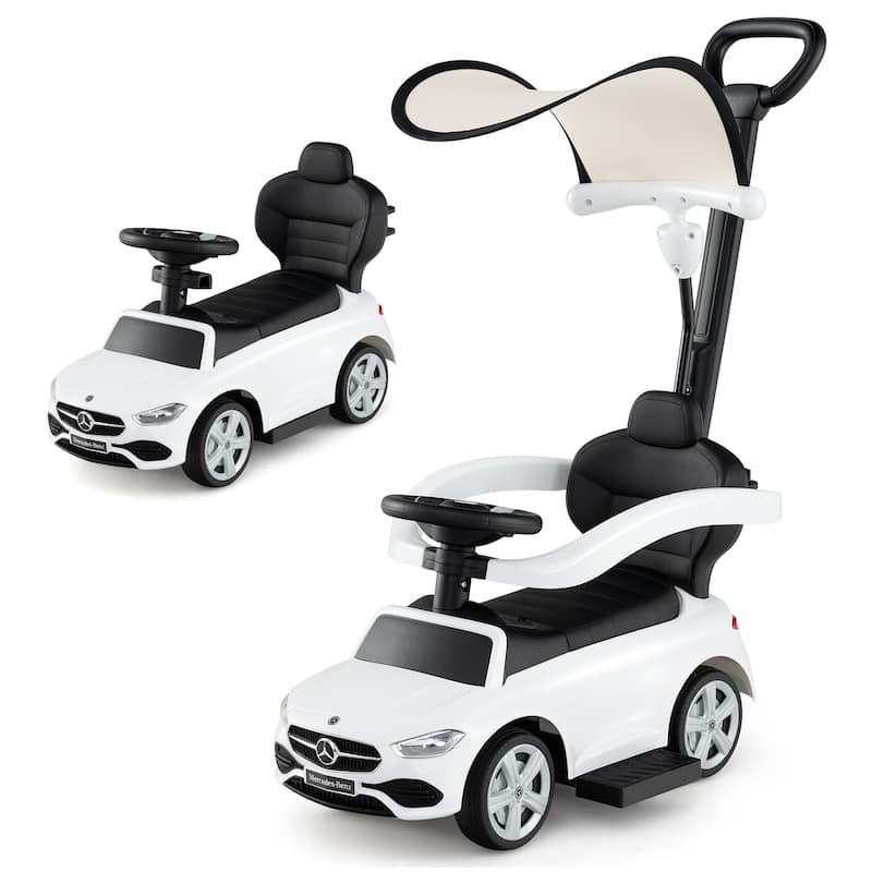 Costway Kids Ride on Push Car Mercedes-Benz Licensed 3-in-1 Sliding - White
