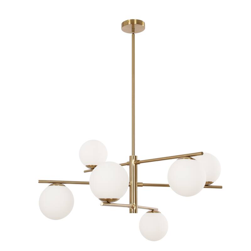 Modern 6-Light Large Bubble Sputnik Chandelier with Frosted Glass