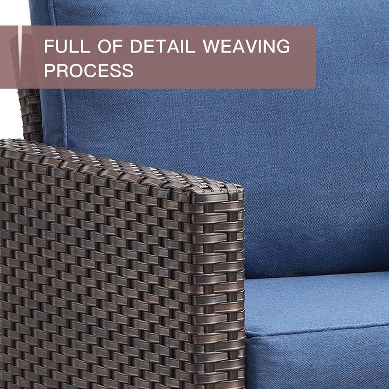 Outdoor Sofa Patio Chairs Ottomans with Fire Table