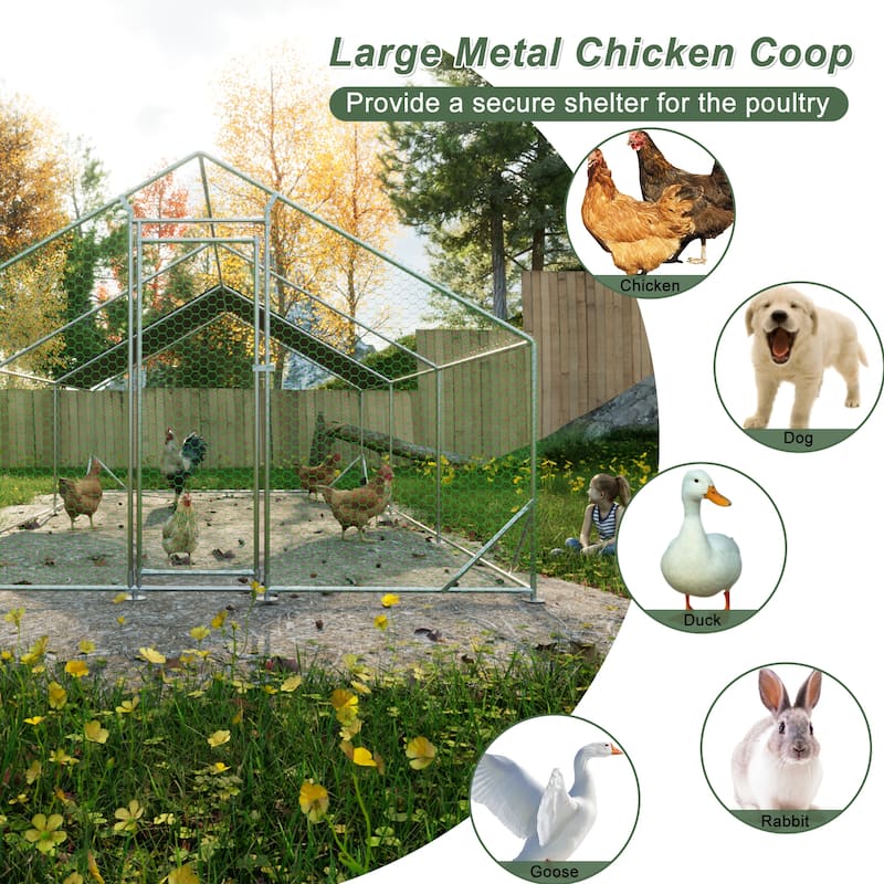 GDFStudio - Anderson Galvanized Walk in Chicken Coop Heavy Duty Wire