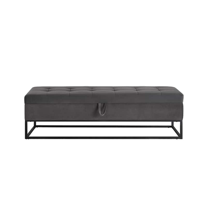 58.6" Bed Bench Metal Base with Storage Velvet Space-Saving Sofas for Living Room, Apartment and Office