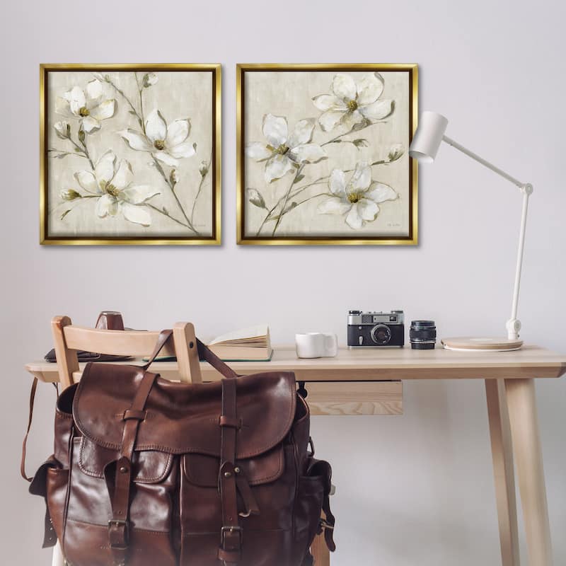 Stupell Outstretched Dogwood Branches Framed Floater Canvas Wall Art Design By Sally Swatland (Set of 2)