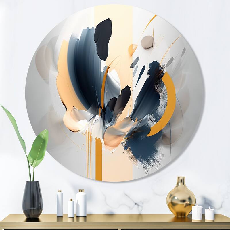 Designart "Abstract Flower Painting" Abstract Metal Round Wall Art - 36x36 - Disc of 36 Inch