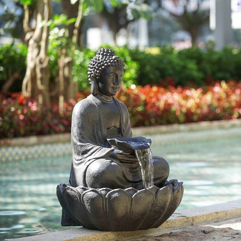 Outdoor Polyresin Buddha Statue Water Fountain with Light On Sale Bed Bath & Beyond 38943847