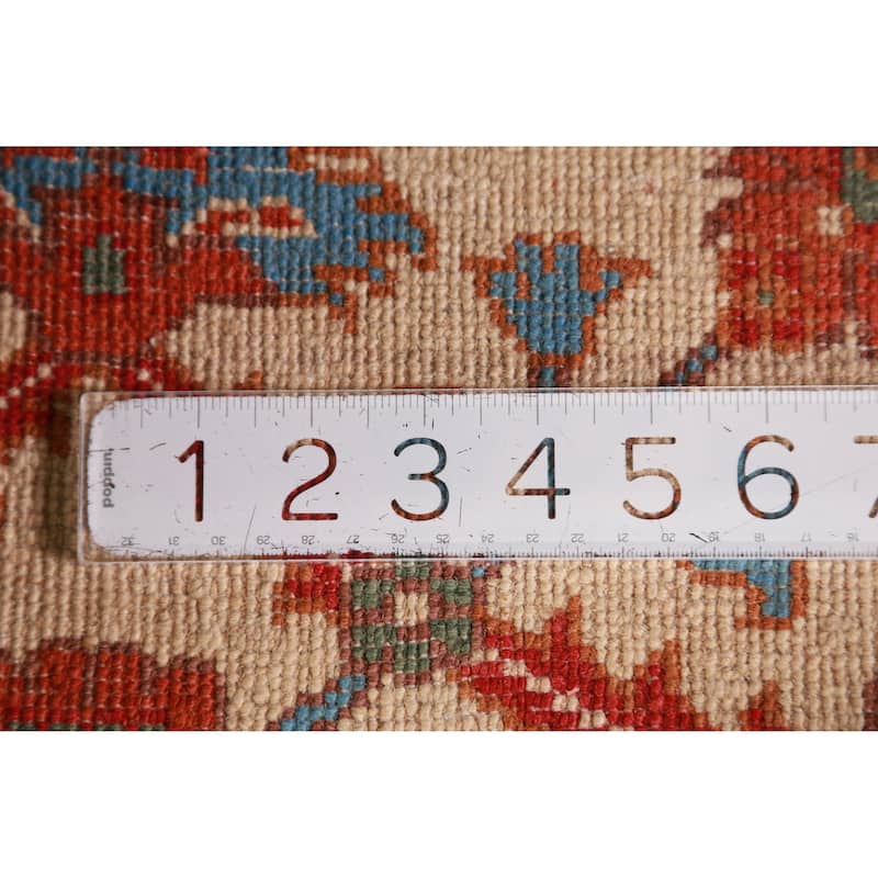 Geometric Kazak Oriental Foyer Rug Handmade Beige Wool Carpet - 2'0"x 3'0"