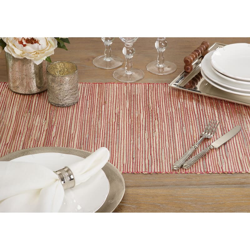 Nubby Table Runner With Shimmering Woven Design
