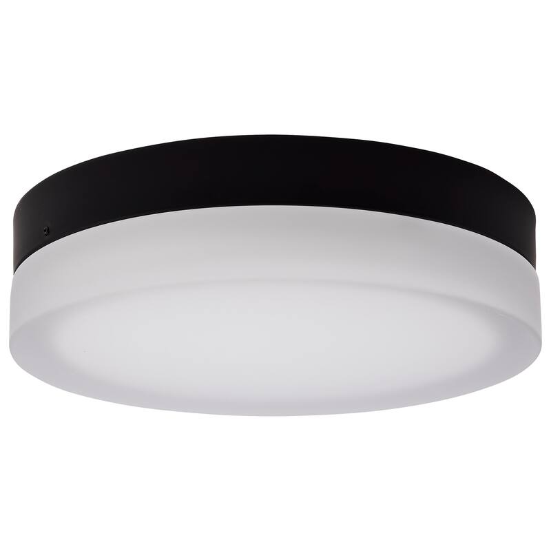Pi 11 Inch LED Flush Mount Black Finish Frosted Etched Glass CCT Selectable 120 Volts - Black