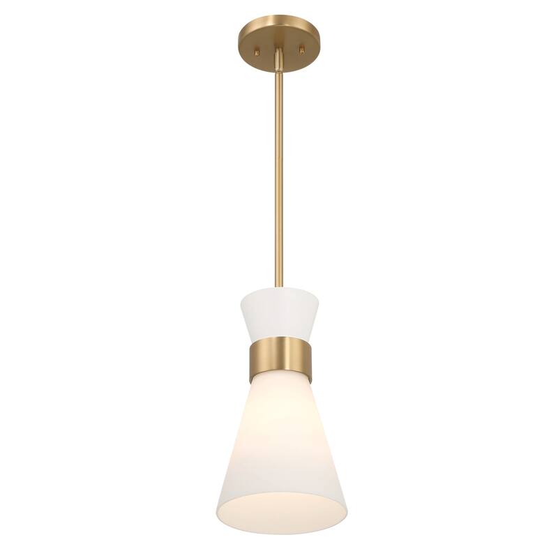 Kit Tapered Opal Glass and Metal Ceiling Light - 7.0"L x 7.0"W x 12.0"H
