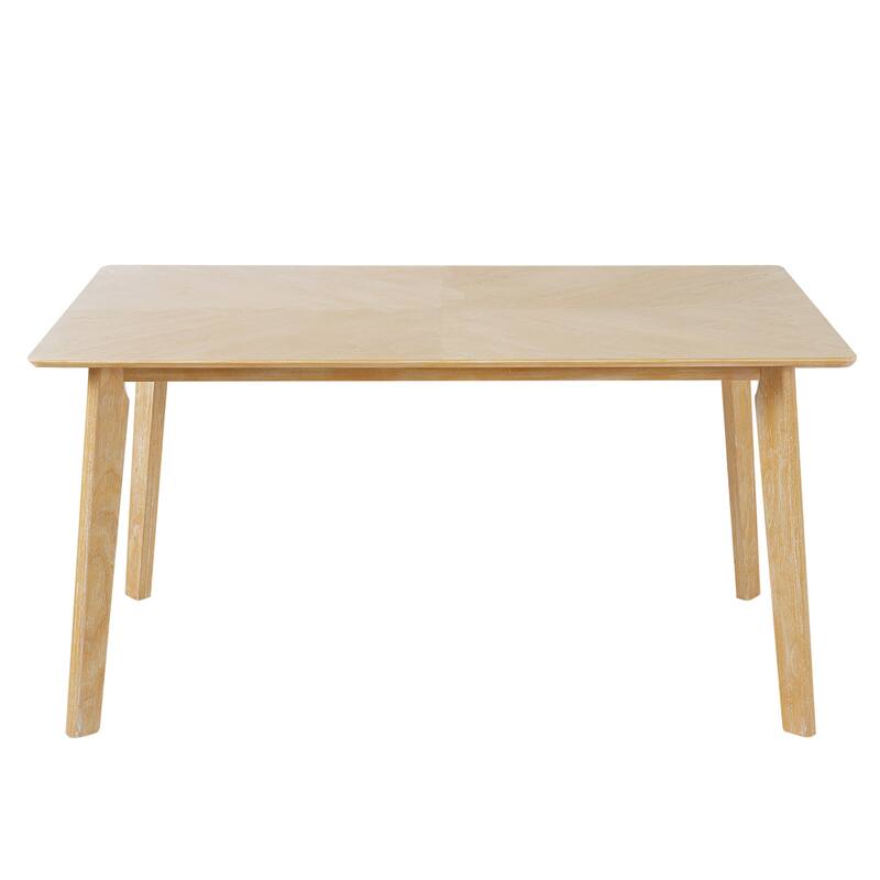 Roomfitters Retro Rectangular Dining Table for 4 to 6, Minimalist Kitchen Table with Rubberwood Legs, Dinette Table, Natural